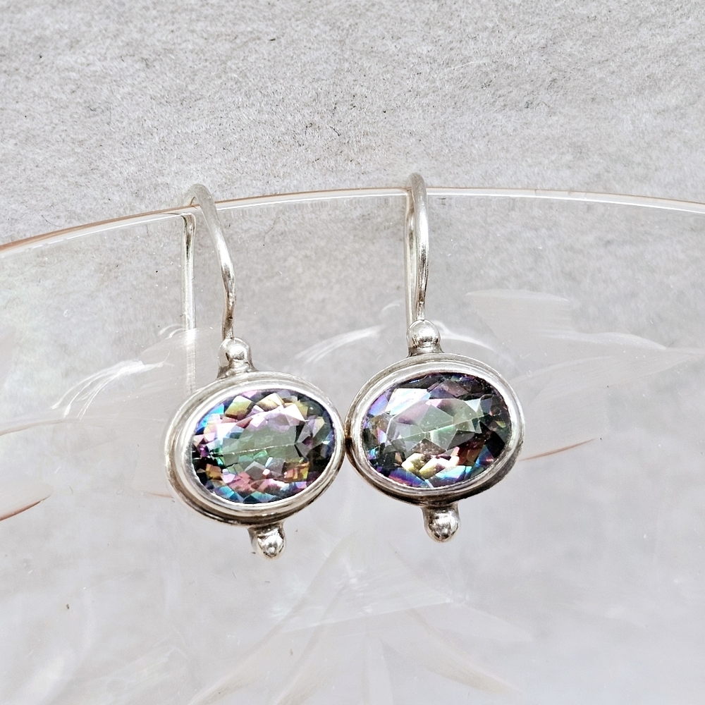 Sarda Mystic Topaz Earrings in 925 Silver - Picture 2 of 15